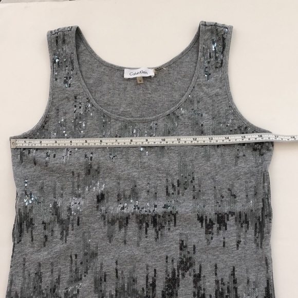 NWOT CALVIN KLEIN GREY SLEEVELESS SEQUINNED CAMISOLE TANK TOP - Picture 8 of 9